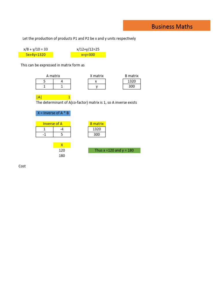 Business Maths: Production & Cost Analysis | PDF