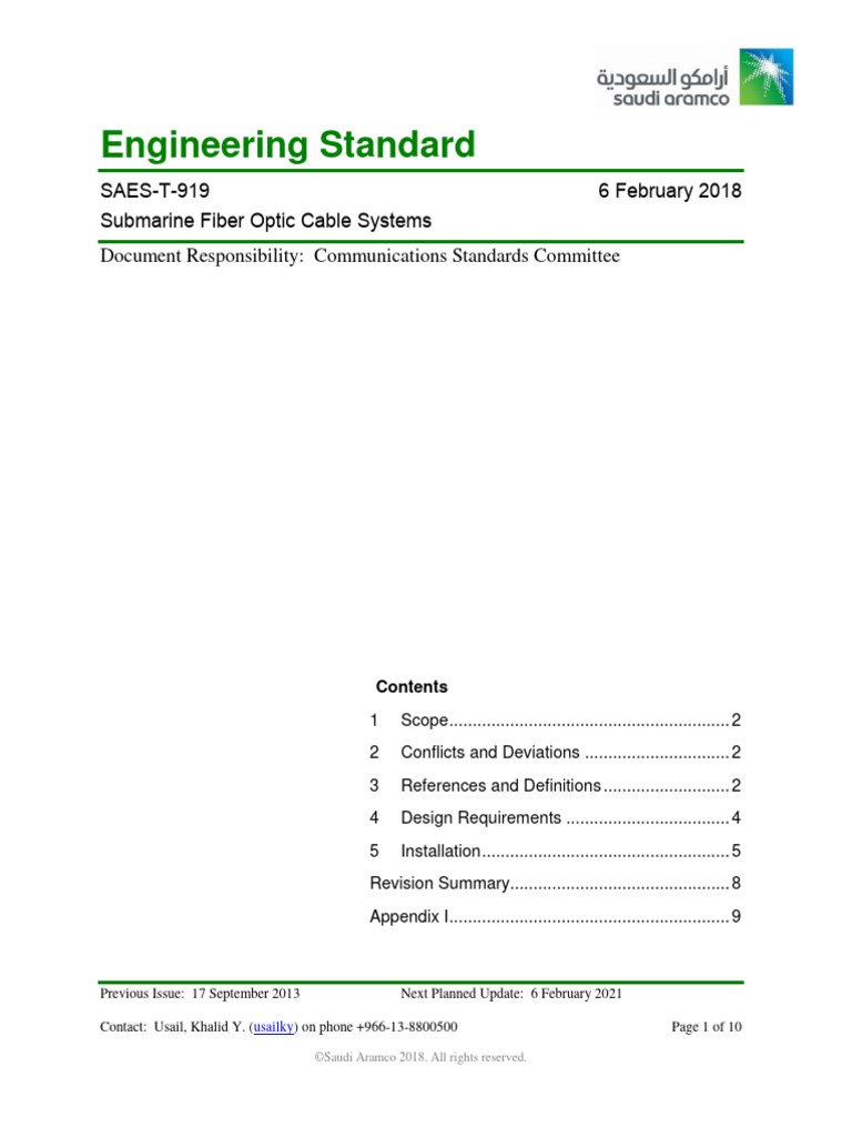 Submarine Fiber Optic Cable Standards | PDF | Optical Fiber | Submarines