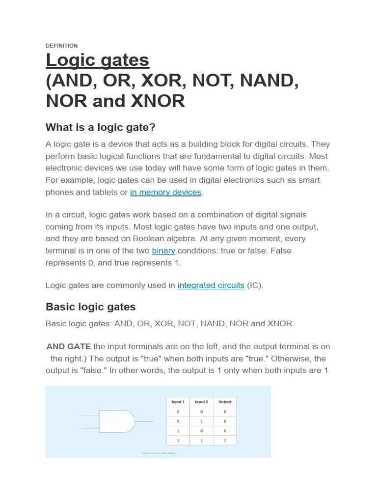 Understanding Logic Gates and Their Functions | PDF | Logic Gate ...