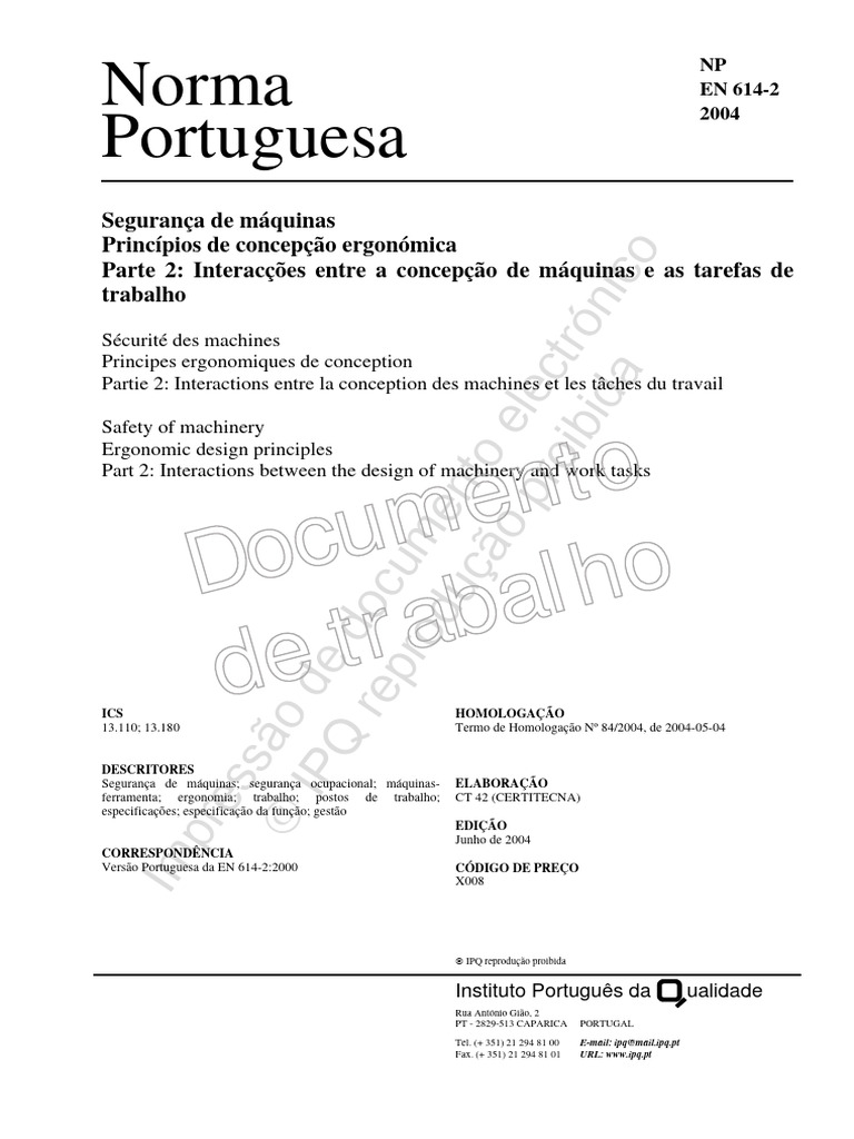 Ergonomia na Segurança de Máquinas | PDF | Tempo | União Europeia
