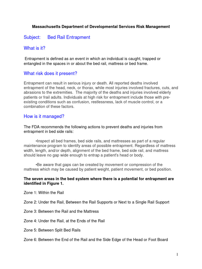 Bed Rail Entrapment Risks and Zones | PDF | Bed | Mattress