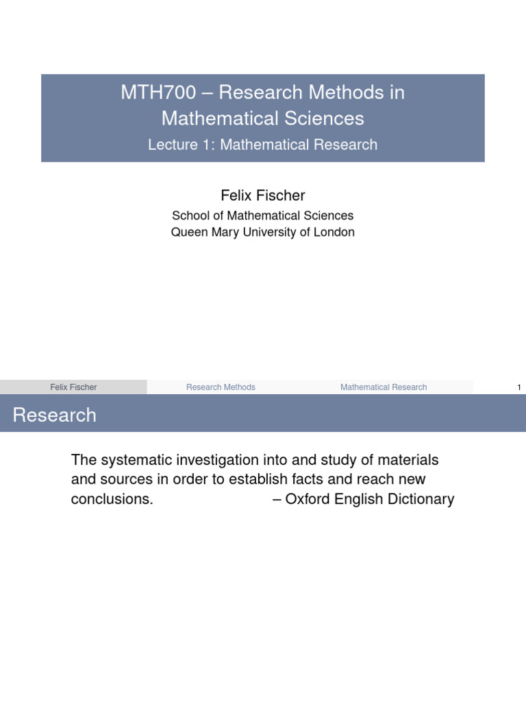 Research Methods in Mathematical Sciences | PDF | Mathematics | Science