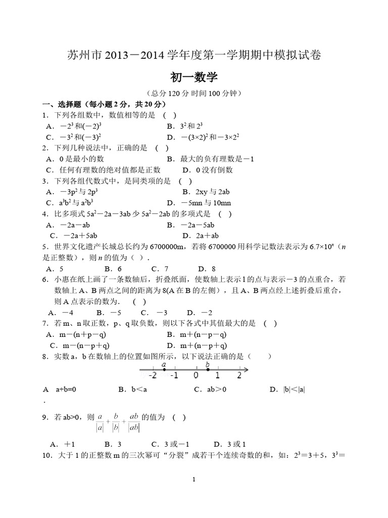 初一数学总复习体 | PDF