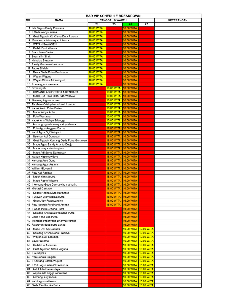 Schedule Bar Vip - Anniversary - 2023 | PDF