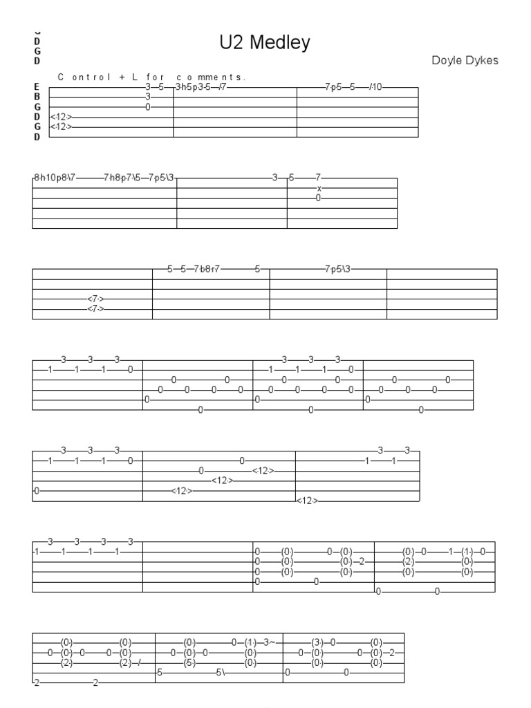U2 Medley: Doyle Dykes | PDF