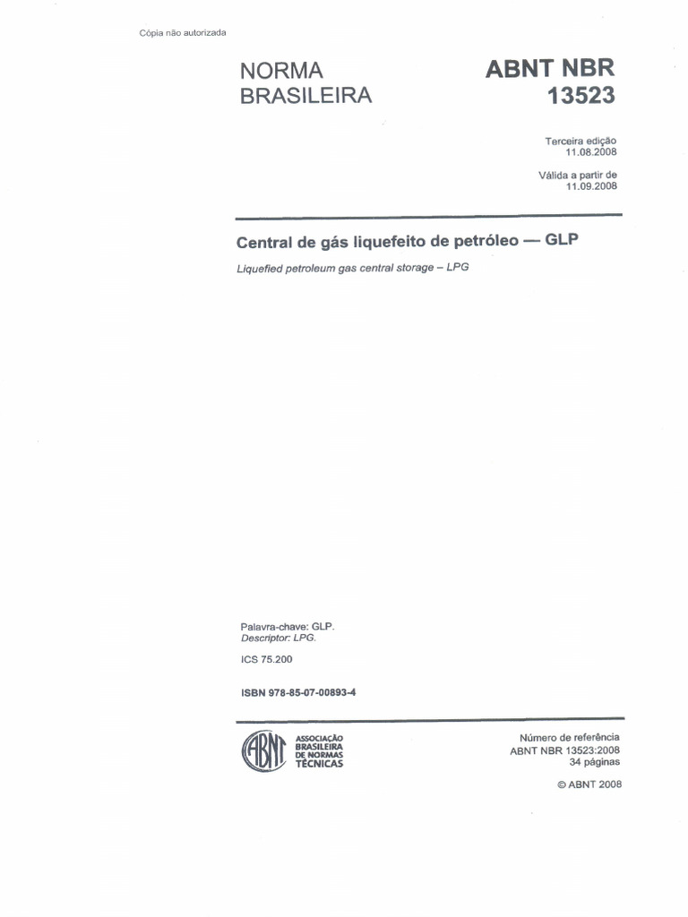 ABNT NBR 13523 - Central de GLP | PDF