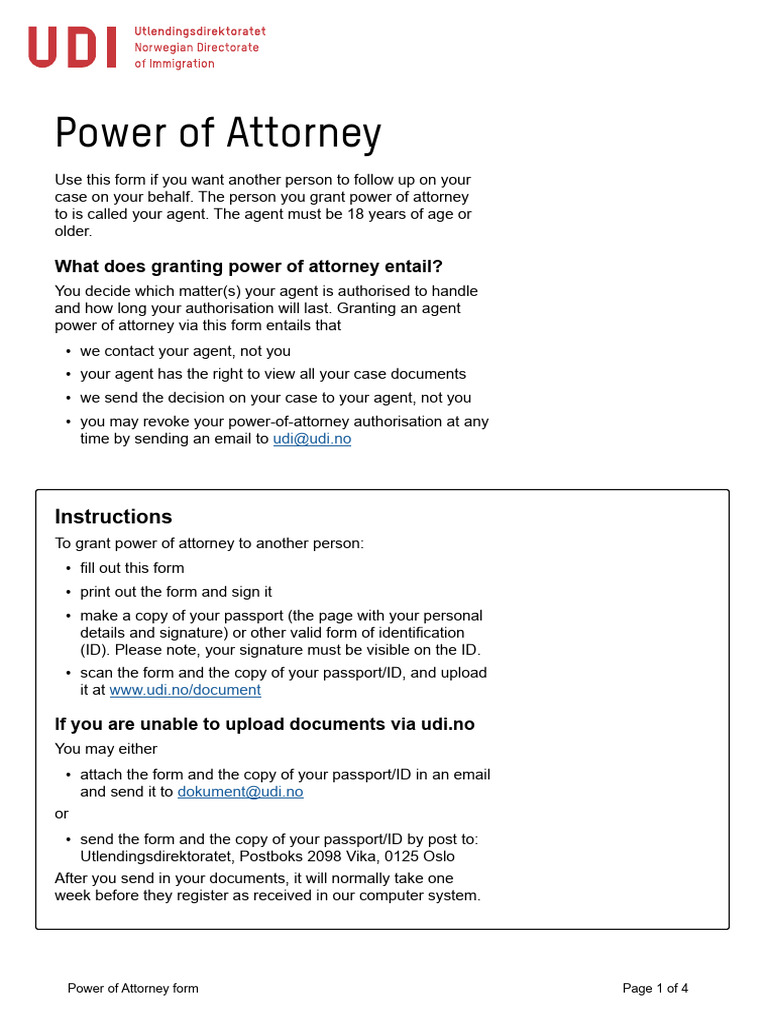 UDI Power of Attorney Instructions | PDF | Power Of Attorney