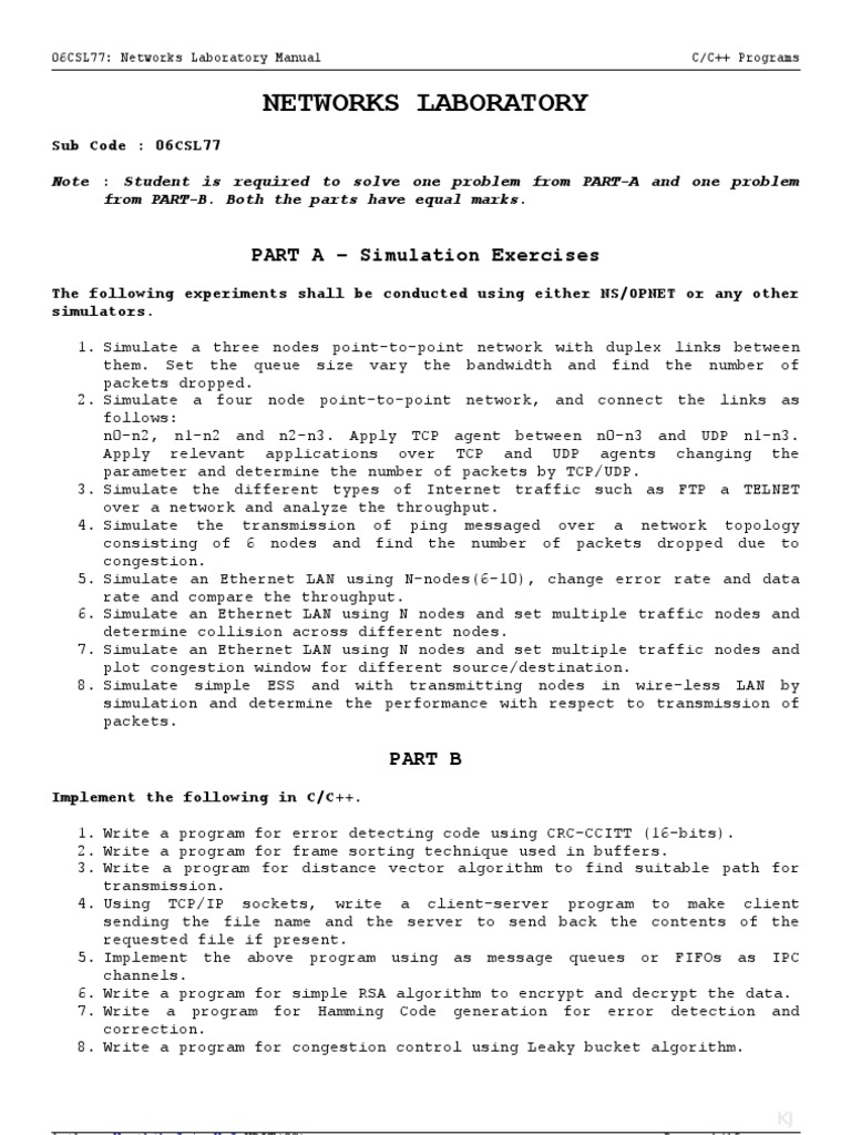 Computer Networks Manual | PDF