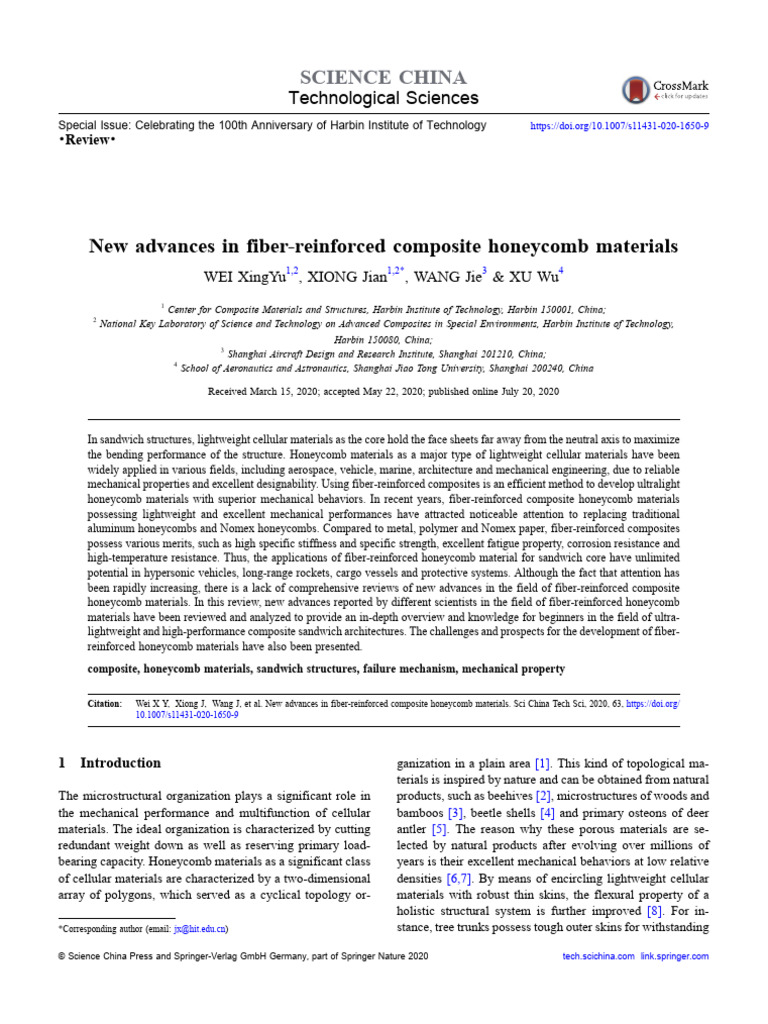 New Advances in Fiber-Reinforced Composite Honeycomb Materials | PDF ...
