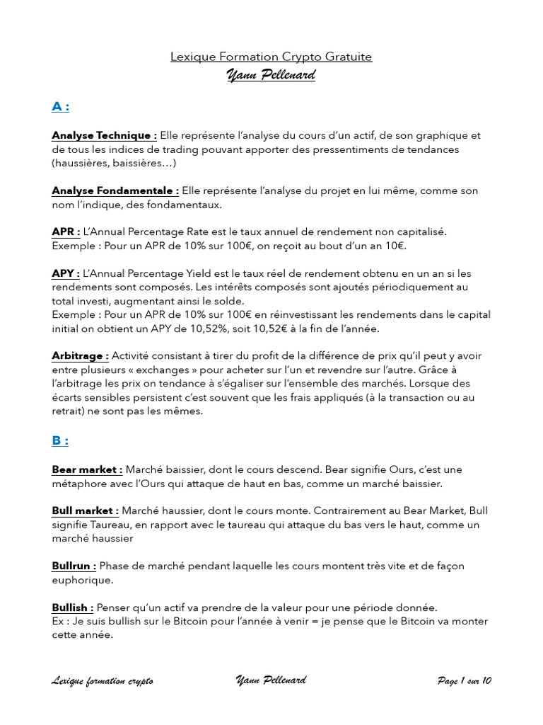 Lexique Crypto : Concepts et Termes Clés | PDF | Bitcoin | Crytomonnaies