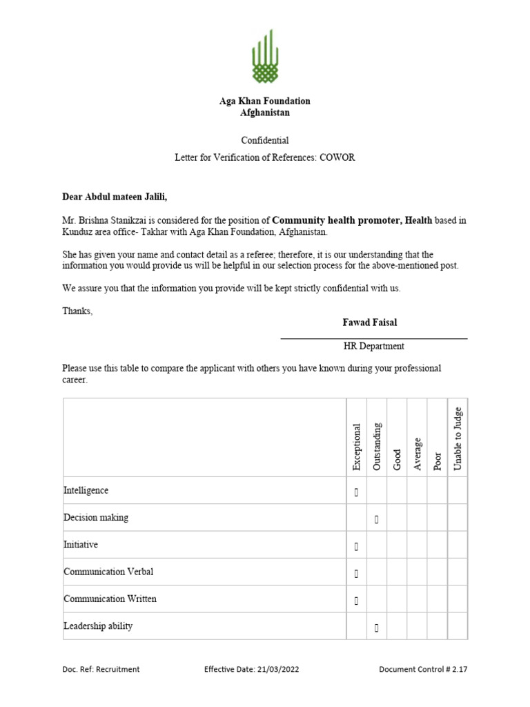 Reference Verification for Health Promoter | PDF | Social Work | Social ...