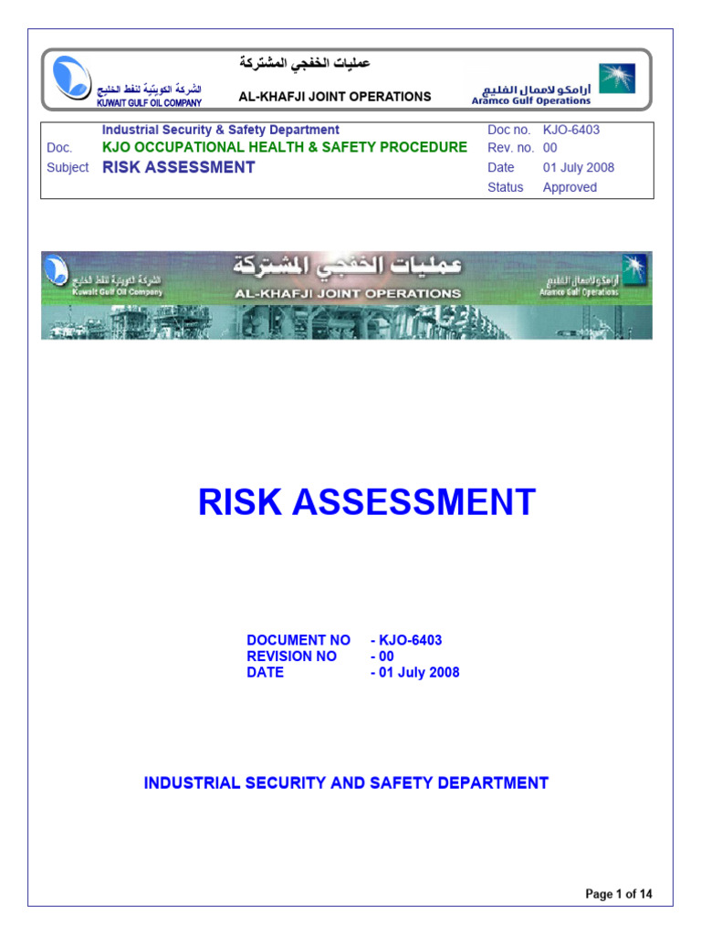 KJO Risk Assessment Procedure Guide | PDF | Risk | Risk Assessment