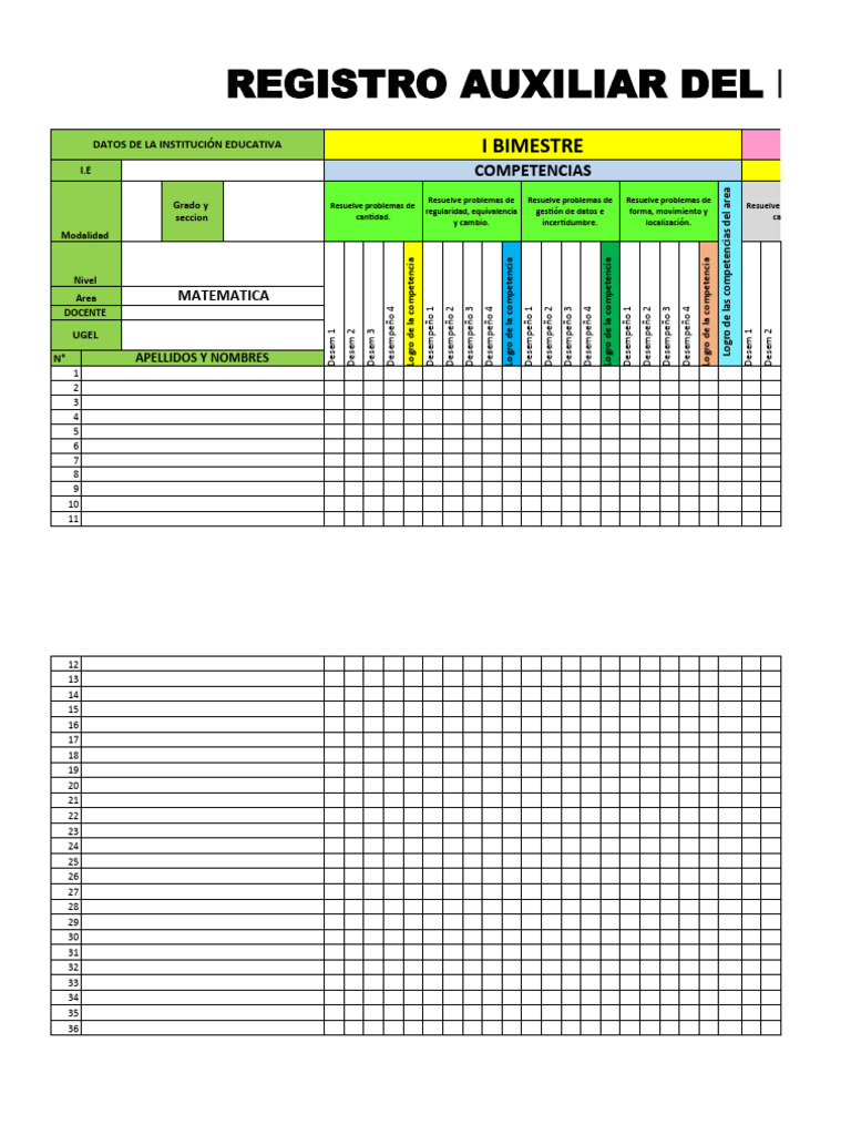 Modelo de Registro Auxiliar de Primaria Bimestral 2023.Xlsx ...