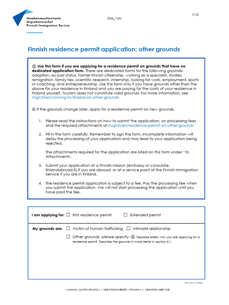Finnish Residence Permit Application Guide | PDF | Passport | Crimes