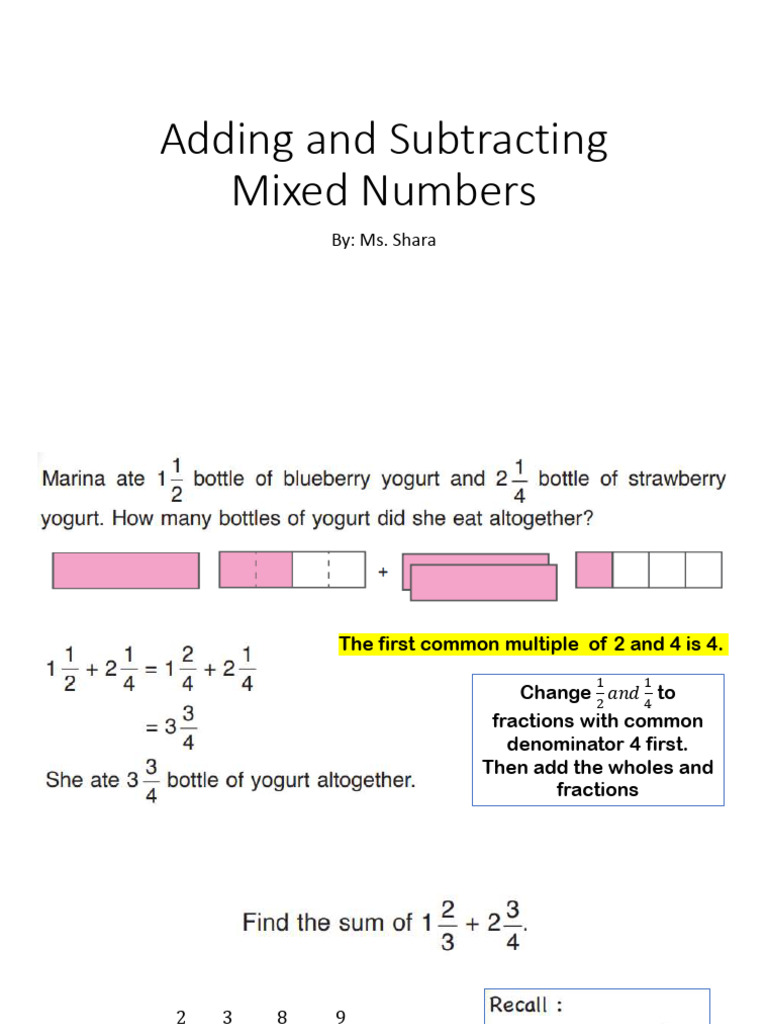 Adding and Subtracting Mixed Numbers | PDF | Mathematical Objects ...