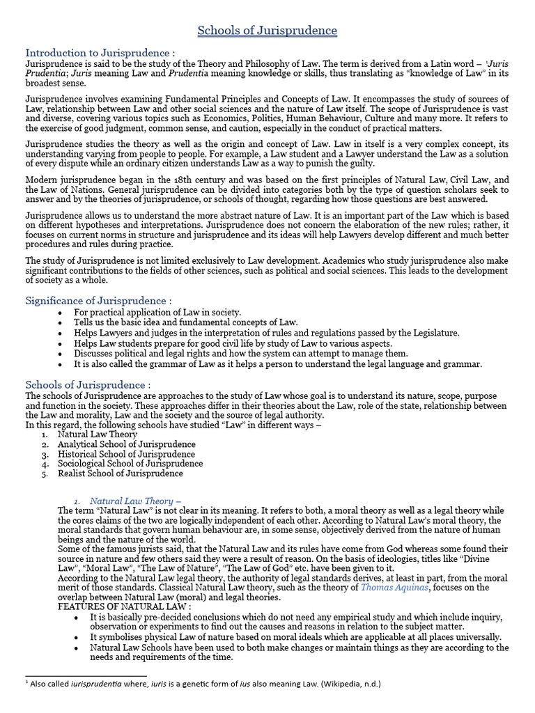 Overview of Jurisprudence Schools | PDF | Jurisprudence | Natural Law