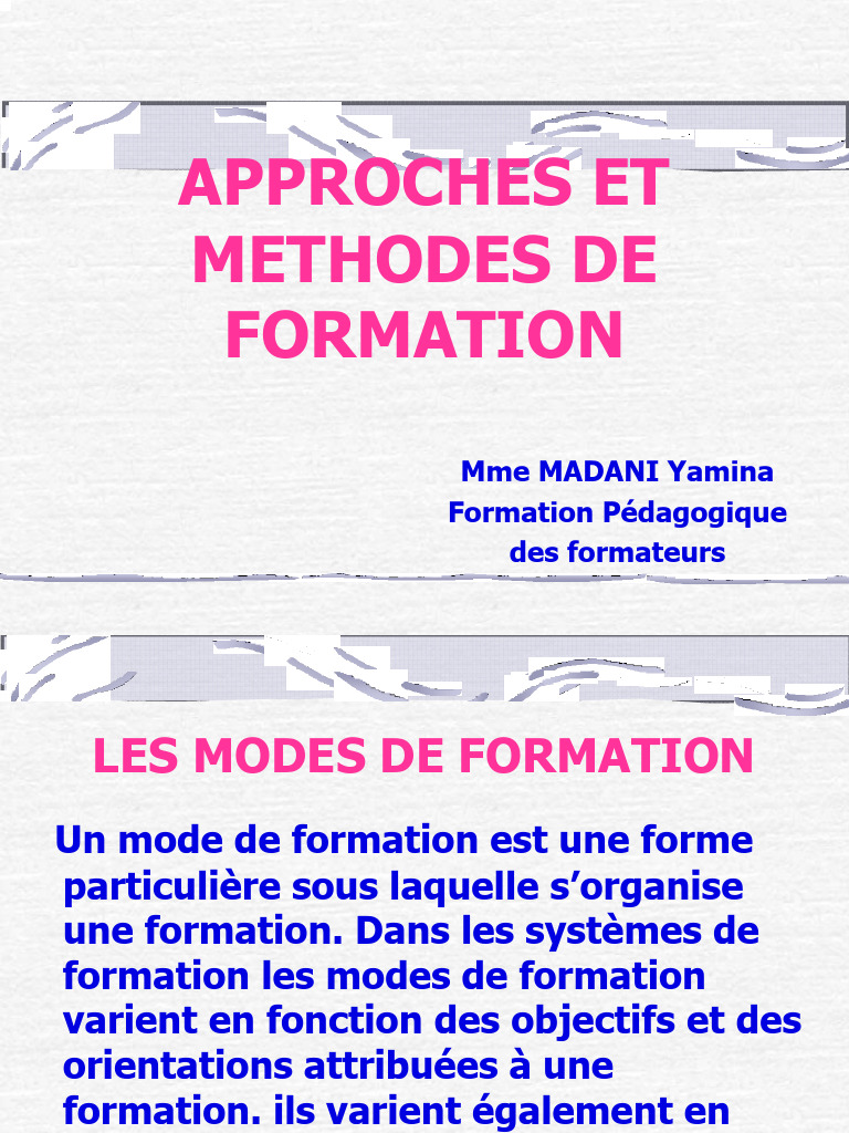 Approches et Méthodes de Formation | PDF | Pédagogie | Compétence ...