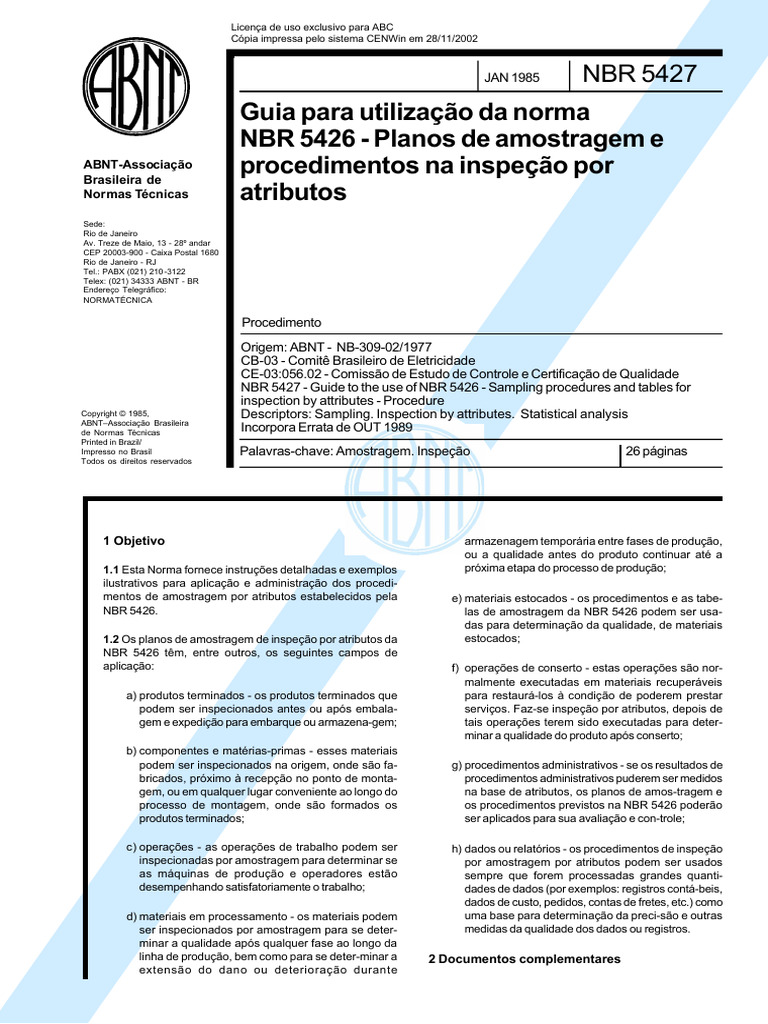 NBR 5426 and 5427 Standards Overview | PDF