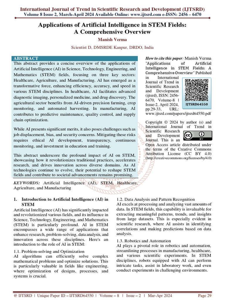 Applications of Artificial Intelligence in STEM Fields A Comprehensive ...