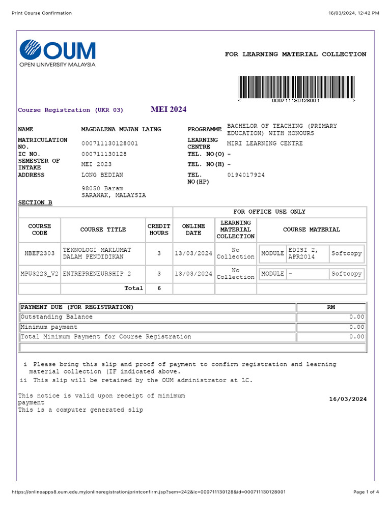 Print Course Confirmation | PDF | Payments | Financial Technology