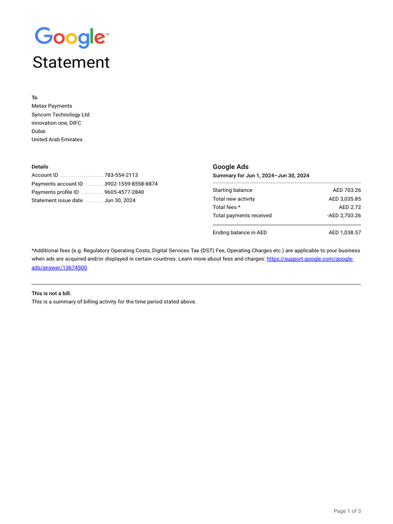 Google Ads Payment Summary June 2024 | PDF | Business | Government Finances