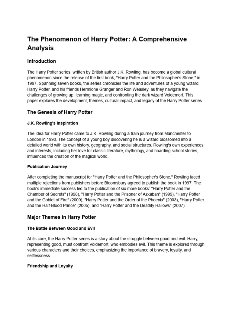 The Phenomenon of Harry Potter A Comprehensive Analysis PDF Harry