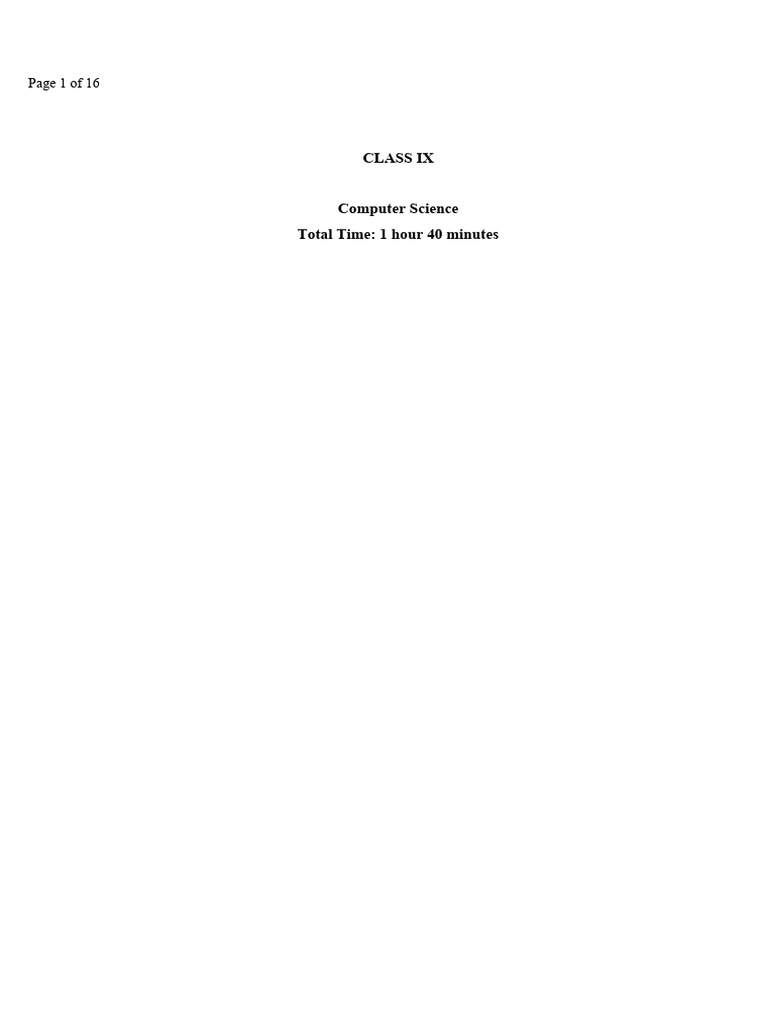 Class IX Computer Science Exam Questions | PDF | Network Topology ...