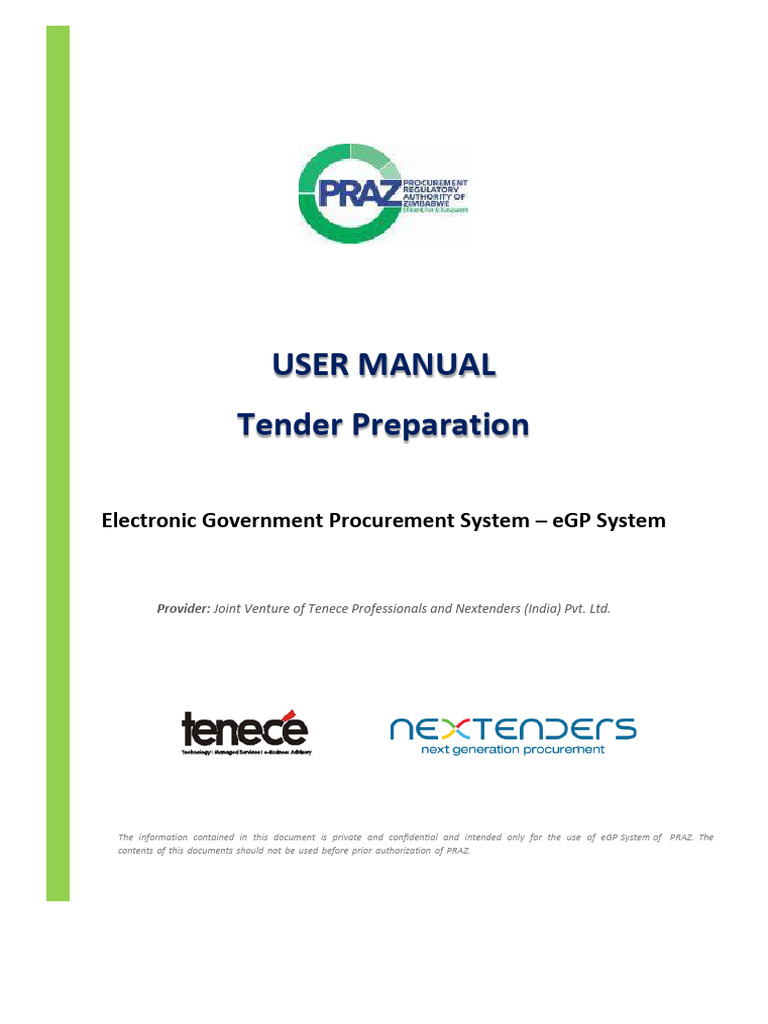Tender Preparation User Manual | PDF | Login | Menu (Computing)