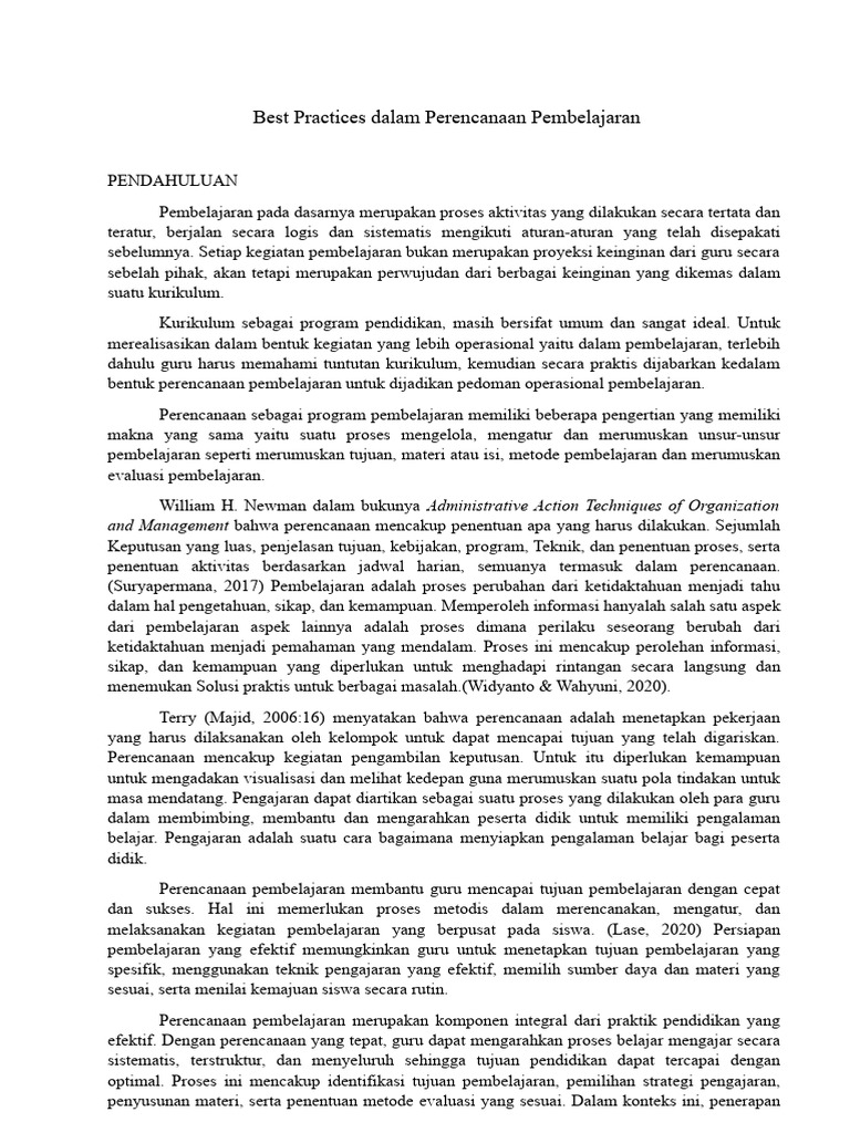 Best practices dalam perencanaan pembelajaran pdf