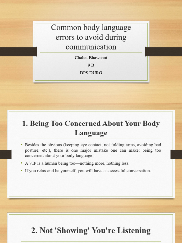Common Body Language Mistakes to Avoid | PDF | Body Language ...