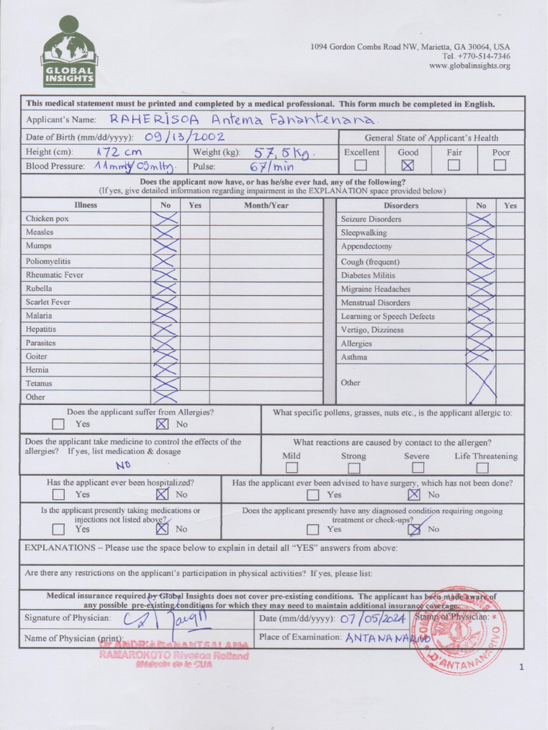 Medical Statement | PDF