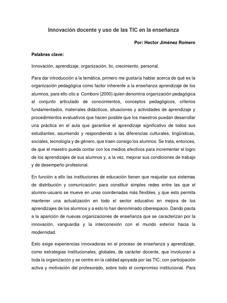 Innovación Docente y Uso de Las TIC en La Enseñanza | PDF | Enseñando ...