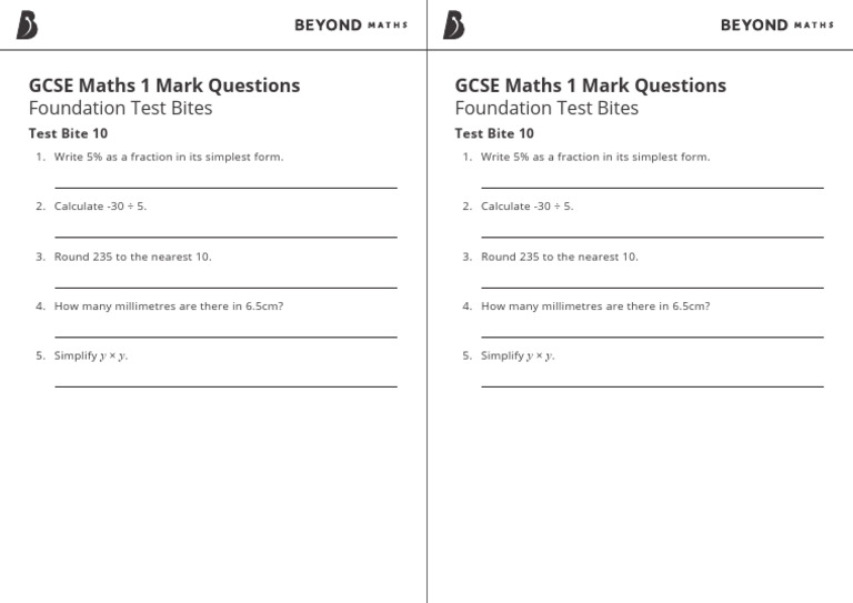 GCSE Maths Foundation Test Questions | PDF | Language Arts & Discipline ...