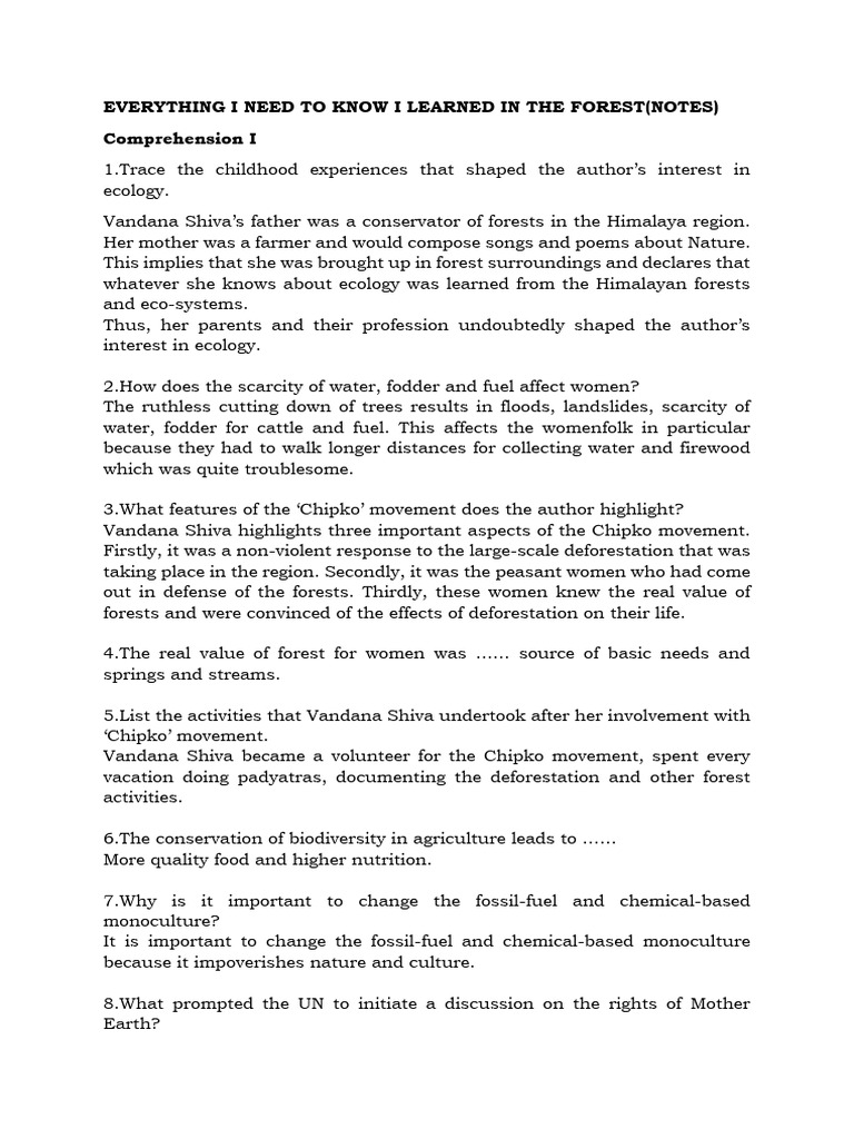 Everything I Need To Know I Learned in The Forest-Notes-New | PDF ...