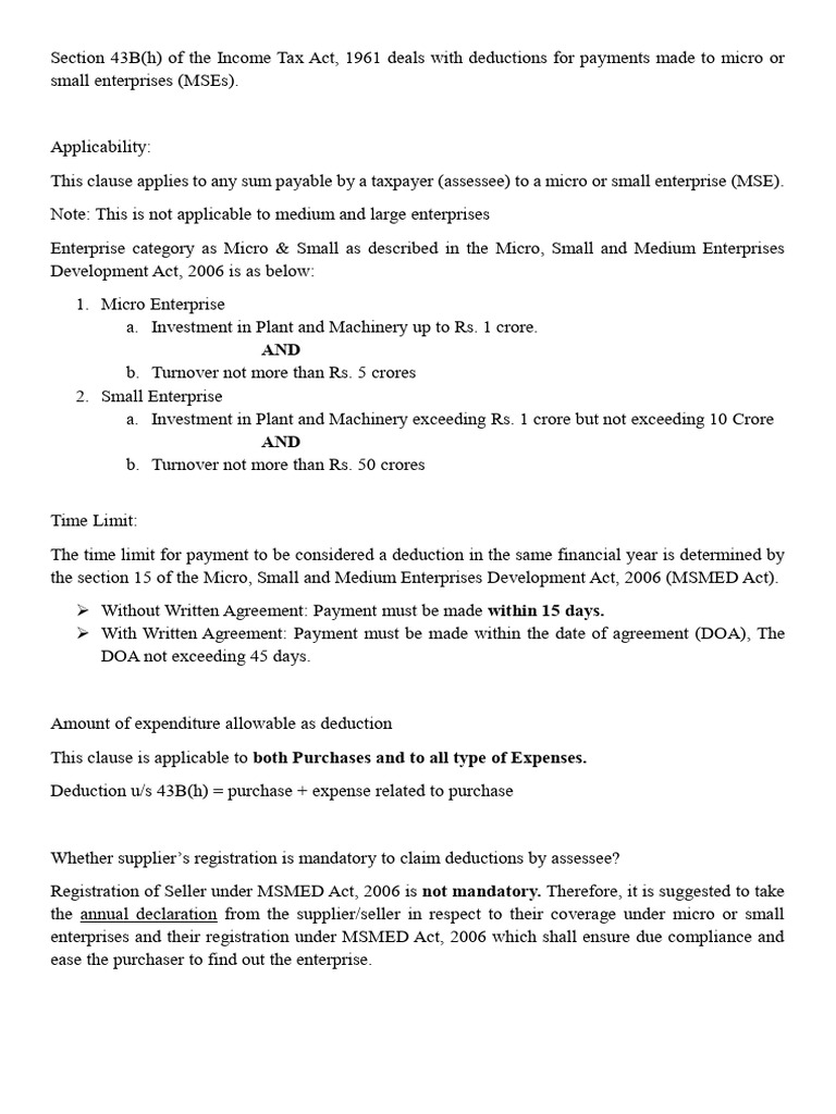 Deductions for MSE Payments under 43B(h) | PDF | Expense | Tax Deduction
