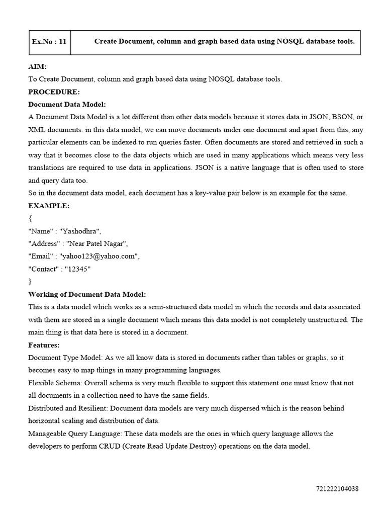 NOSQL Data Models Overview | PDF | Databases | No Sql