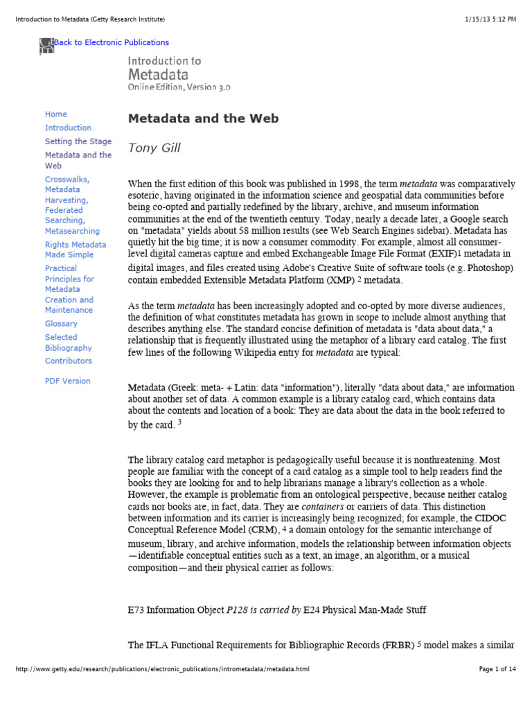 Understanding Metadata Basics | PDF | Metadata | World Wide Web