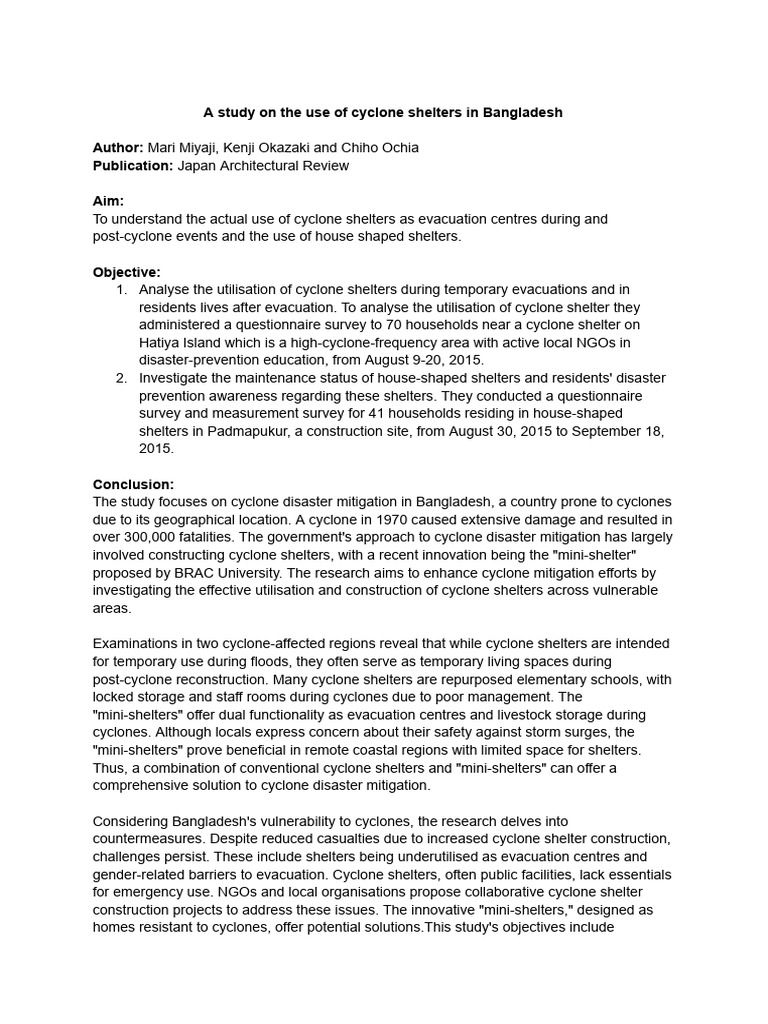 Cyclone Shelters in Bangladesh | PDF | Emergency Management