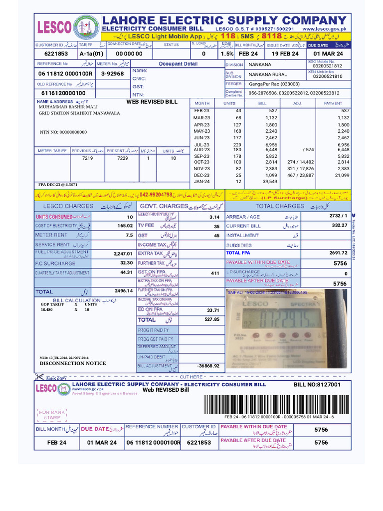 Revised Utility Bill Breakdown | PDF