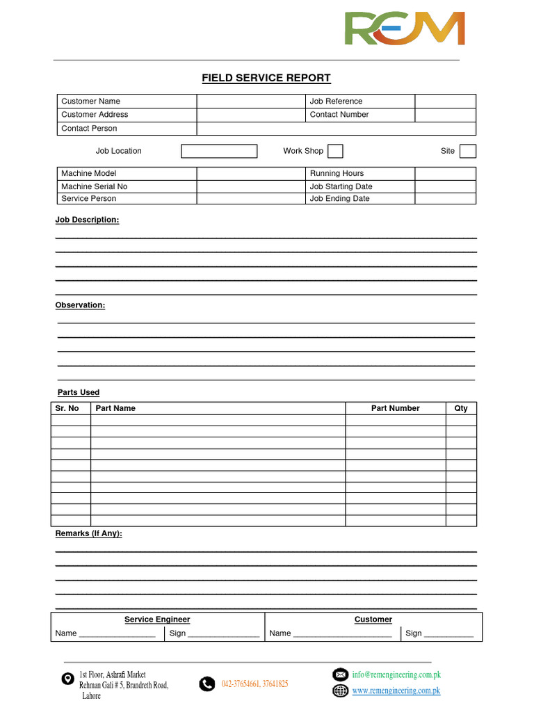 Field Service Report Template | PDF | Career & Growth | Business