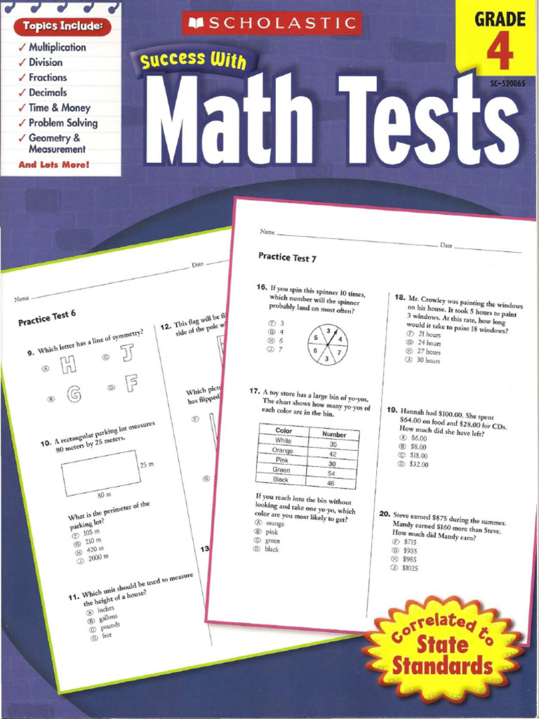 Grade 4 Math Practice Tests Guide | PDF | Standardized Tests | Mathematics