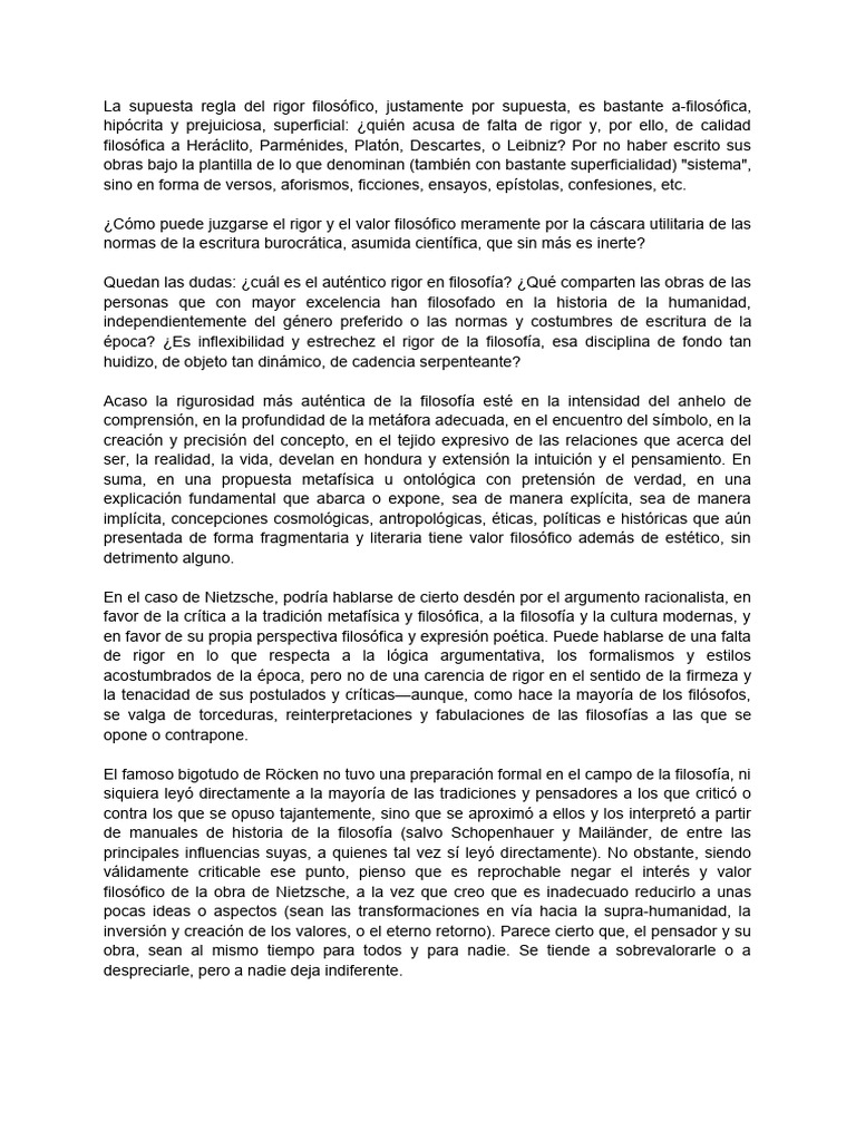 Rigor filosófico: más allá de la forma | PDF | Friedrich Nietzsche ...