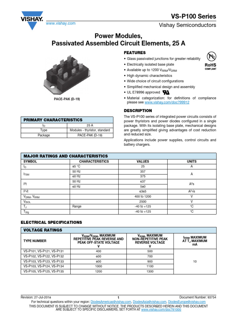 VS-P100 Series: Vishay Semiconductors | PDF | Amplitude | Electrical ...