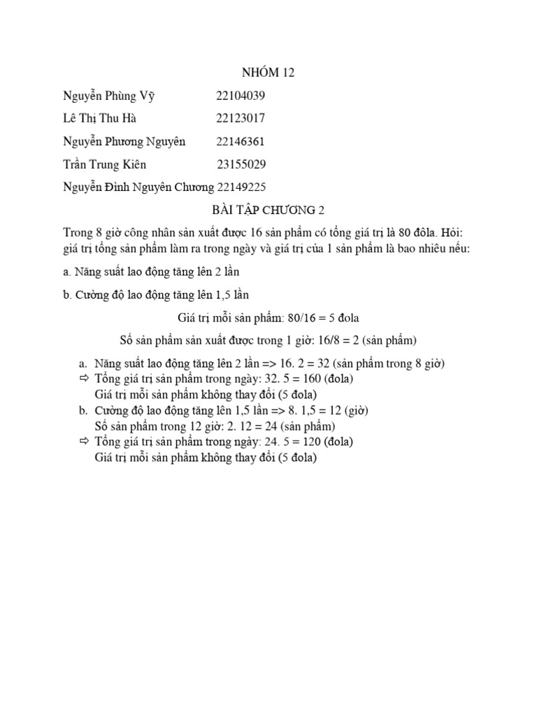 BT Chương 2 | PDF