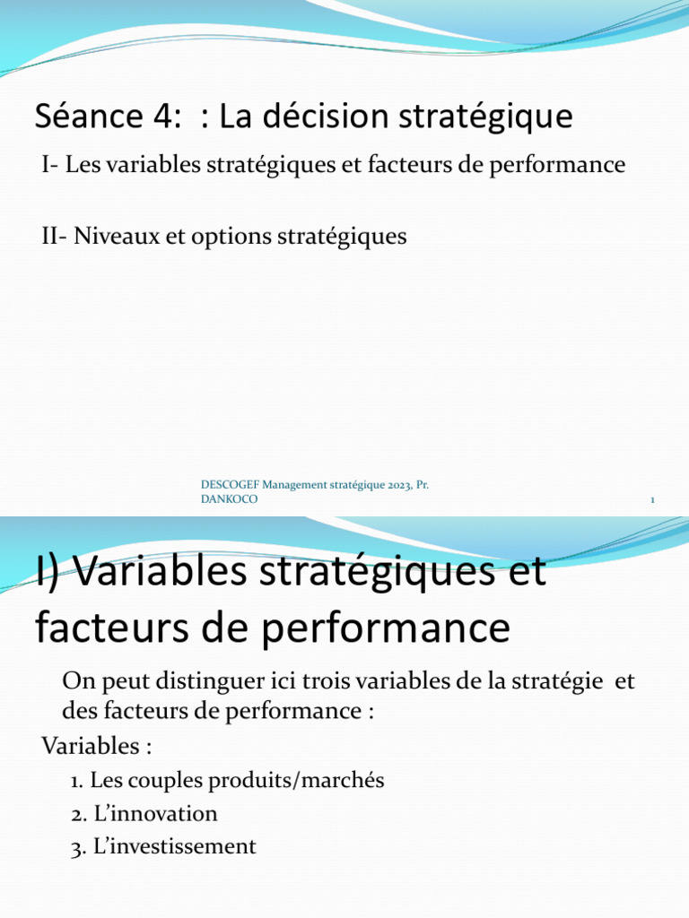 Décision Stratégique et Performance | PDF | Gestion stratégique ...