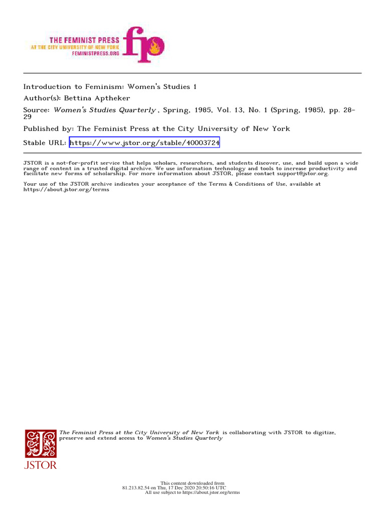 Introduction to Feminism Course Overview | PDF | Feminism | Gender Studies