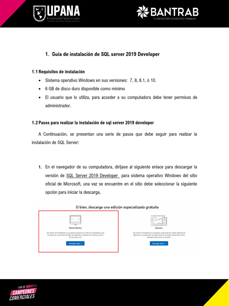 Instalación de SQL Server 2019 Developer | PDF | Servidor SQL de ...