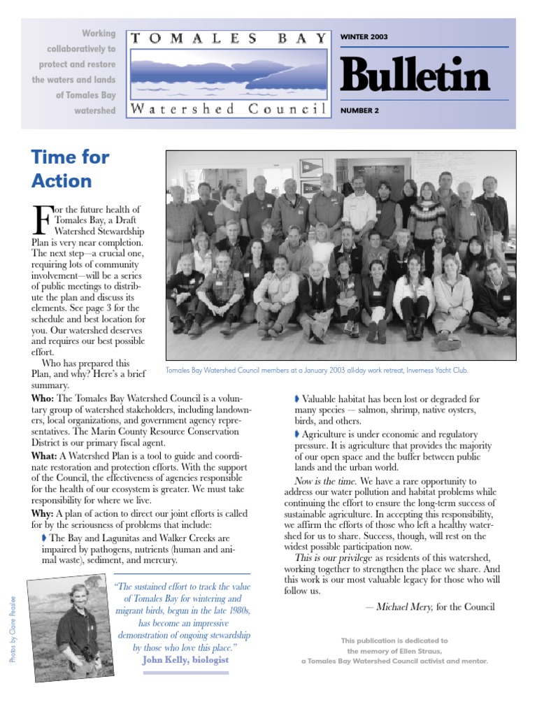 Winter 2003 Tomales Bay Watershed Council Newsletter PDF Gardens