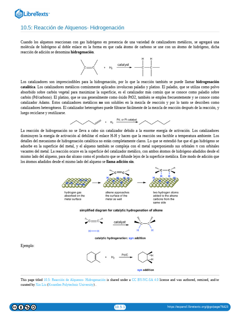 Hidrogenación de Alquenos: Proceso y Catalizadores | PDF | Ciencia y ...