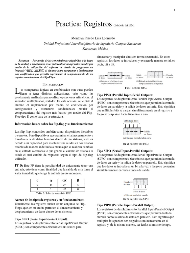 Implementación de Registros SISO en VHDL | PDF | Arquitectura de ...